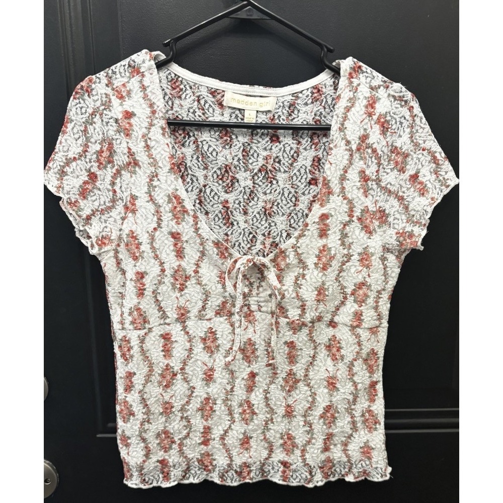 Madden Girl Floral Lace Tie Front Size Large Romantic Cottagecore‎ Farmhouse